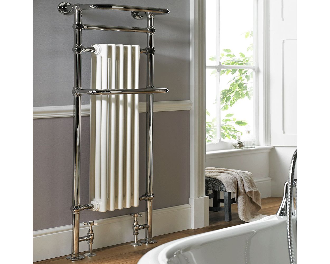 Vogue Regency Tall OG Ball Joint 1500mm x 500mm Towel Rail with Integral Column  Radiator